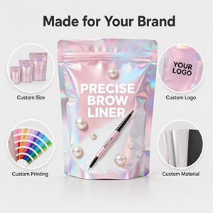 Bolsas de Embalaje Cosméticas Holográficas Impresas Personalizadas, Bolsa de Almacenamiento para Brochas de Maquillaje y Herramientas de Belleza con Cierre Hermético, Venta al Por Mayor OEM - Product Image 2