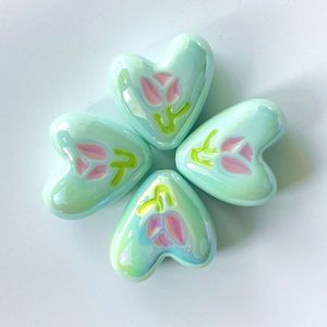 Perles en acrylique UV colorées effet goutte d'huile, motif cœur croqué, thème fantaisie estivale, pour la fabrication de bracelets et de sangles de téléphone DIY, matériaux pour la création artisanale des enfants - Product Image 6