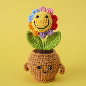 2025ใหม่ทำด้วยมือโครเชต์ลายดอกทานตะวันพร้อมอารมณ์เชิงบวกตุ๊กตาโครเชต์กระถางปลูกต้นไม้ของขวัญวันคริสต์มาส - Product Image 3