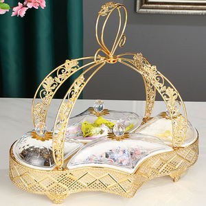 Arabic Decoration Snack Serving Plates Luxury Metal Iron Gold Sugar Dry Fruit Snack <strong>Candy</strong> Serving <strong>Tray</strong> - Product Image 2