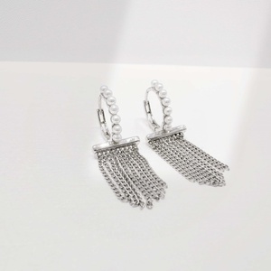 custom plata 925 sterling <b>silver</b> exaggerate tassel <b>earring</b> wholesale party wedding bridal women vintage pearl <b>long</b> <b>earrings</b> - Product Image 1
