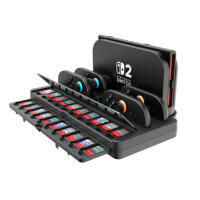 OEM: Noir mat anti-poussière et résistant à l'eau avec deux fentes pour cartes et lumière LED pour NS2 Game Accessories Organizer Charging Dock