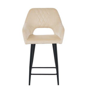 Modern Luxury Velvet Bar Stool High Back <b>Armchair</b> Metal Frame Cushioned Counter Height <b>Dining</b> Chair Apartment-Friendly Home Bar - Product Image 1