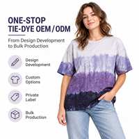 T-shirts en gros tricotés en vrac, écologiques, dégradés, effet délavé, tie-dye, 100 % coton, coupe oversize, style streetwear vintage