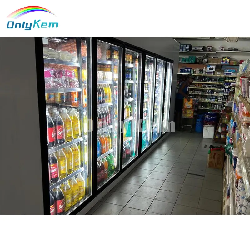Display Walk-in Freezer and Cooler with Glass Doors for Supermarket