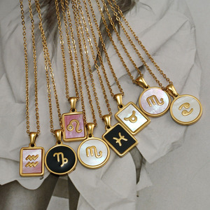 Collana placcata oro 18 carati collana con conchiglia <span class=keywords><strong>simbolo</strong></span> collana in acciaio inossidabile con dodici stelle - Product Image 1