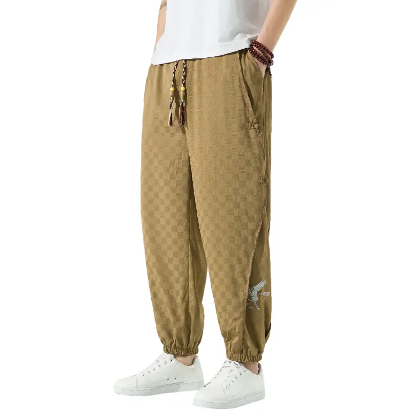 Yaz erkek rahat moda basit dokuz noktalı pantolon gevşek Sweatpants pantolon erkek pantolon