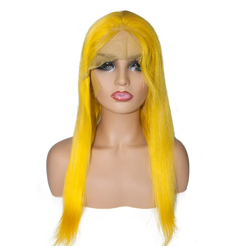 Peluca recta de color amarillo indio Remy, cabello virgen en línea sin enredos ni caída, cabello virgen indio