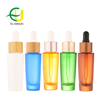 Nouvelle mode, flacon en verre pour sérum capillaire ou huile essentielle, 30 ml, ambre noir coloré, forme plate et ronde, avec compte-gouttes