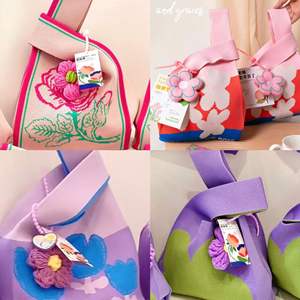 日韩风格手提袋时尚针织迷你购物袋女性定制标志帆布手提袋 - Product Image 3