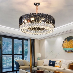 Lampadario a Sospensione LED in Cristallo Nero 110V/220V per Casa, Ufficio, Hotel - Illuminazione Decorativa - Product Image 1
