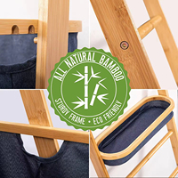 Bambu Toalha De Banho Escada Rack com Armazenamento Titular Hamper Basket Wall Leaning Blanket Throw Hanger Stand Floor Standing Organizer