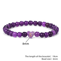 Nouveau bracelet en perles d'améthyste en forme de cœur, 26 lettres, amour, bracelet avec lettres de l'alphabet de 6 mm, bracelet fait main pour couple
