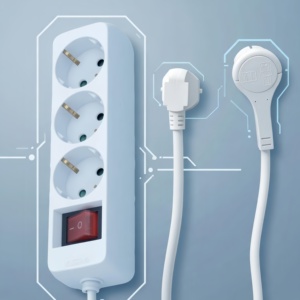 Multipresa Industriale Professionale in Rame da Incasso a 3 Prese con Cavo da 5m per Mobili da Cucina e Postazioni di Lavoro Ufficio - Product Image 1