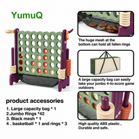 YumuQ Ensemble de jeu de jardin 3-en-1 géant en PE avec logo personnalisé, jeu de 4 en ligne et Connect 3, avec sac de transport et tissu en maille pour enfants et adultes