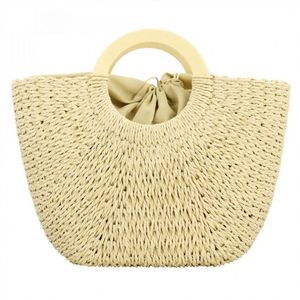 Borsa con Manico Rotondo Intrecciato a Mano in Tela <span class=keywords><strong>da</strong></span> 15,6 Pollici, Tracolla per Riporre Oggetti, Viaggio, Paglia <span class=keywords><strong>di</strong></span> Design - Product Image 6