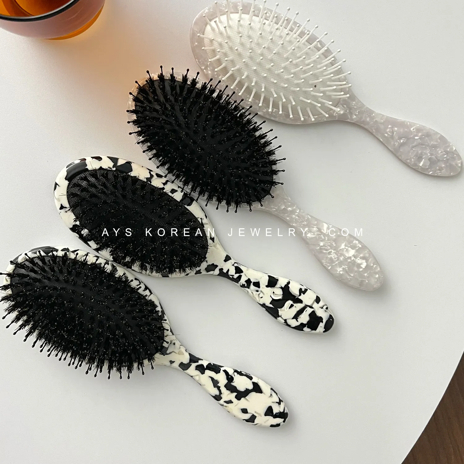 Deboss Logo Massage Brosse à cheveux à poils doux Detangle acetate Comb Nature Air cushion shower hair brush