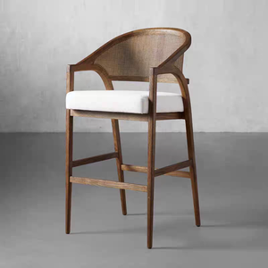 Барный стул из массива дерева в американском стиле с подлокотниками, высококачественное и роскошное барное кресло, доступное в различных размерах - Product Image 6