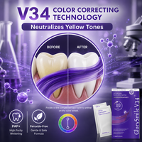 Bandes blanchissantes pour les dents PAP violettes avec logo personnalisé, saveur menthe, blanchiment avancé, boîte de 7 paires, utilisation à domicile et en voyage, fabrication OEM ODM
