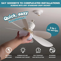 Petit ventilateur de plafond avec lumière, ventilateur et lumière combinés à intensité variable, ventilateurs de plafond avec ampoules et télécommande sans fil
