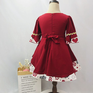 Vestito estivo da bambina di 2-5 anni vestito patchwork <span class=keywords><strong>rosso</strong></span> da bambina vestito da principessa giornaliero opzionale a quattro colori - Product Image 3