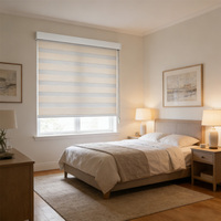 Stores zébrés électriques intelligents sur mesure, stores à enroulement en tissu double couche motorisés pour salon et chambre