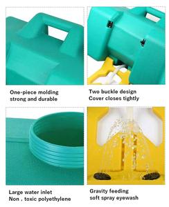 Estación de lavado de Ojos de emergencia portátil de 8, 9 y 16 galones, solución de calidad, plástico, gravedad, estéril, botiquín de primeros auxilios autónomo - Product Image 3