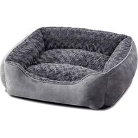 Coussin pour animaux de compagnie en coton pelucheux, couleur unie, pour chiens et chats, forme rectangulaire, coussin de canapé, emballage en boîte, toutes saisons