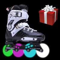 Patins à roues alignées professionnels pour adultes (hommes et femmes) et débutants, avec éclairage intégral pour figures, coque en PP, pour patinage en ligne.