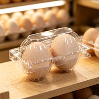Boîte à œufs en plastique transparent à 2 compartiments, avec couvercle rabattable, jetable et empilable, pour œufs frais de ferme, emballage cadeau pour le marché