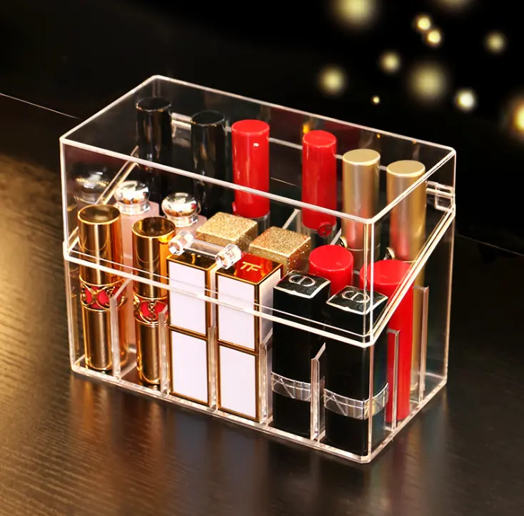 Makeup Cosmetic Organizer Factory Price Custom Modern Multifunction High Gloss Clear Acrylic Storage Boxes   Bins