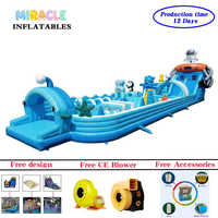 Grande structure gonflable commerciale sur le thème de l'espace, château gonflable avec toboggan, équipement de terrain de jeu extérieur en PVC