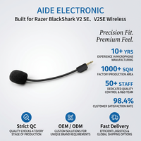 Microphone de remplacement pour casque de jeu Razer BlackShark V2/V2 SE, microphone de jeu détachable 3,5 mm avec bonnette anti-vent en mousse