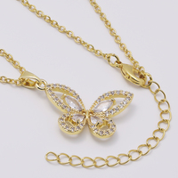 Collier élégant avec pendentif papillon en zircon cubique, plaqué or 14 carats, chaîne en acier inoxydable hypoallergénique, bijoux, cadeau de fête