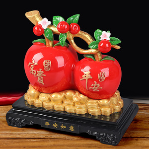 Painted Apple <b>Ornament</b> Resin Feng Shui Decoration For Entryway Chinese New Year Gift - Product Image 4