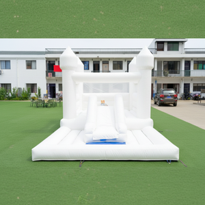 Casa de rebote comercial pequeña de PVC blanca llena de diversión para el día y el entretenimiento de bodas. - Product Image 1