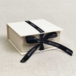 Boyang Custom Eco Friendly Recyclable Paper Cardboard Book Style Jewelry Packaging <strong>Box</strong> with Ribbon - Product Image 4