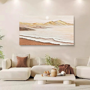 Peinture à l'huile peinte à la main, style crémeux, art texturé, rectangle sans cadre, décor pour salon, chambre à coucher, entrée - Product Image 2