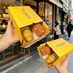 Cajón de embalaje para llevar, tienda de postres con logotipo personalizado, versión impresa plegable de doble cara, <span class=keywords><strong>Mini</strong></span> Caja de galletas y donas - Product Image 1