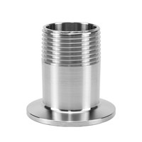 Adaptador/Acoplamiento de Acero Inoxidable Sanitario CNJS 304 316L de Baja Presión con Abrazadera Triple, Rosca Macho NPT BSP, Estándar ISO