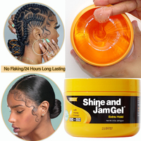 Gel Rambut Private Label 227g/8oz Shine and Jam Gel, Gel Penata Rambut, Tidak Lengket, Daya Tahan Ekstra, Gel Kepang Rapi