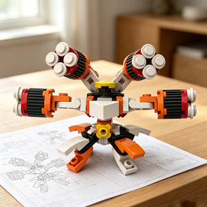 DIY <b>Building</b> Blocks Robot 4‑Legged Mobile Turret Mecha <b>Building</b> Block Transforming Bricks Toy for Kids Assembly <b>Model</b> Kit - Product Image 3