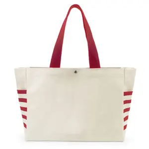 Logotipo personalizado 16oz algodão mulheres tote bag com bolsos e alça