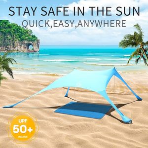 Blue Pop-Up Beach Tent with <b>Light</b> Sun Protection Portable Shade Sail & <b>Net</b> Shelter - Product Image 6