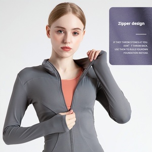Veste de sport à fermeture éclair à manches longues pour femmes automne hiver séchage rapide serré Fitness hauts de course respirant léger entraînement Yoga - Product Image 2