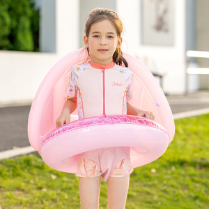 Bouée de natation sirène pour enfants de 1 à 4 ans, siège gonflable avec pare-soleil, flotteur de piscine au design original - Product Image 4