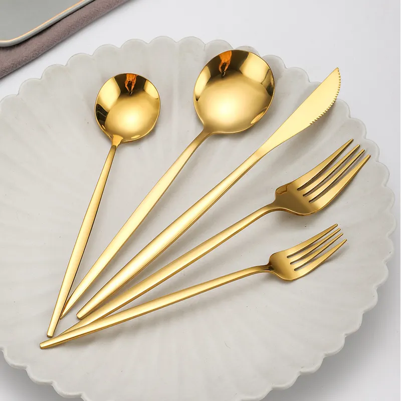 Nhà hàng sang trọng dao kéo 18/10 thép không gỉ Flatware Set cho đám cưới Bồ Đào Nha cuttlery Set khách sạn vàng bạc đám cưới