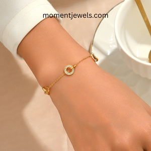 womens round gold <b>bracelet</b> rhinestone inlaid simple elegant jewelry suitable for party daily wear and special occasions - Product Image 2