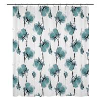 Rideau de Douche Imperméable Moderne en PEVA avec Motif Floral Écologique et 12 Crochets