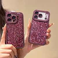 Coque de téléphone anti-choc style coréen avec paillettes rouges et diamants pour iPhone 18 Pro Max, 17, 16, 15 Pro Max et iPhone 18 Pro